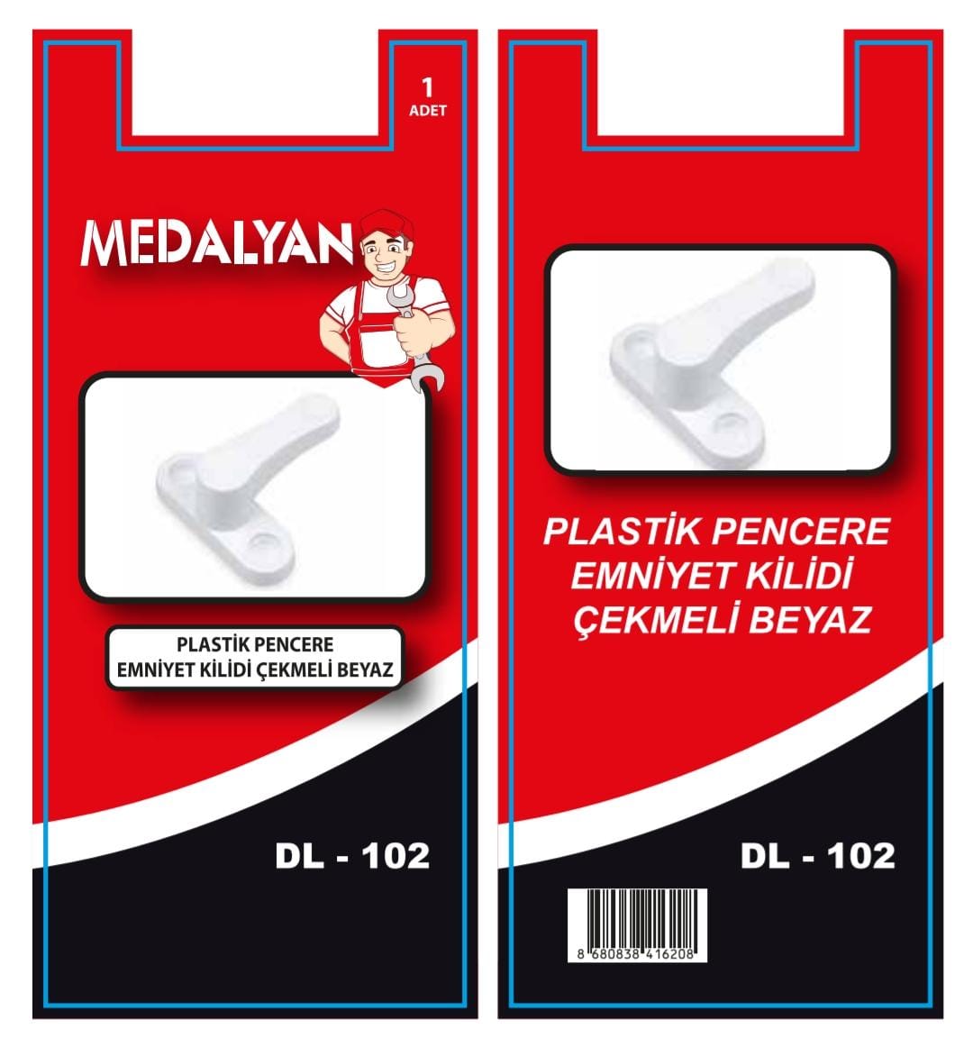 DL-102 PLASTİK EMNİYET KİLİDİ ÇEKMELİ BEYAZ PK:15 KL:75